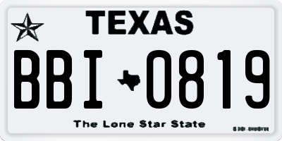 TX license plate BBI0819