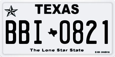 TX license plate BBI0821