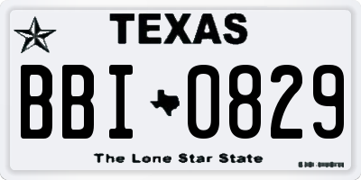 TX license plate BBI0829