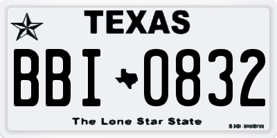 TX license plate BBI0832