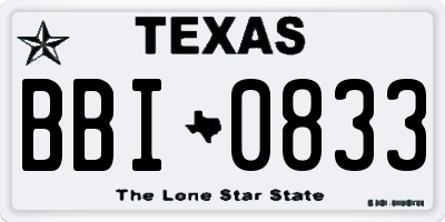 TX license plate BBI0833