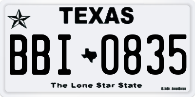 TX license plate BBI0835