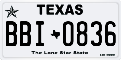 TX license plate BBI0836