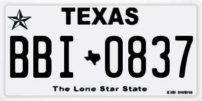 TX license plate BBI0837
