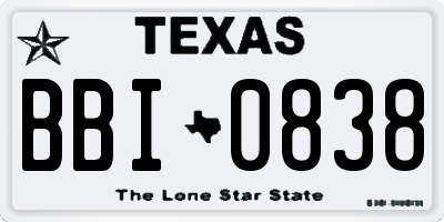 TX license plate BBI0838