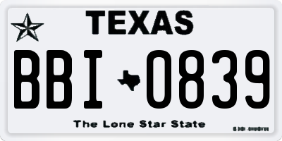 TX license plate BBI0839