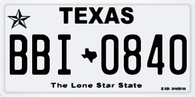 TX license plate BBI0840