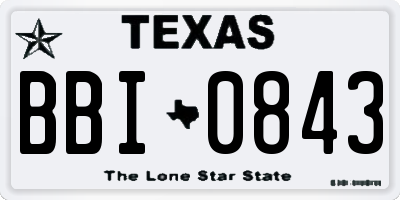 TX license plate BBI0843