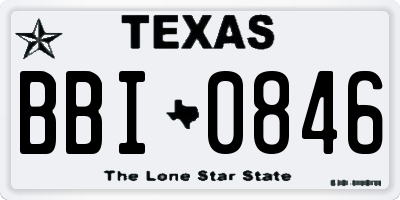 TX license plate BBI0846