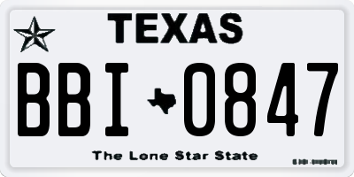 TX license plate BBI0847