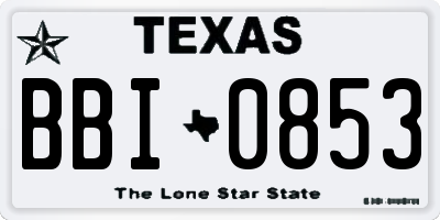 TX license plate BBI0853