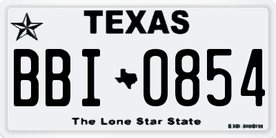 TX license plate BBI0854