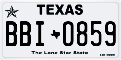 TX license plate BBI0859