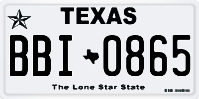 TX license plate BBI0865