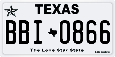 TX license plate BBI0866