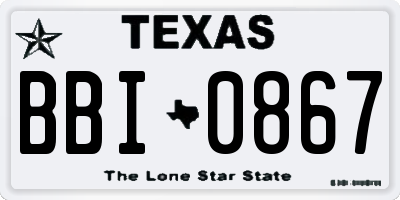 TX license plate BBI0867