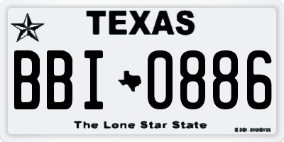 TX license plate BBI0886