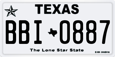 TX license plate BBI0887