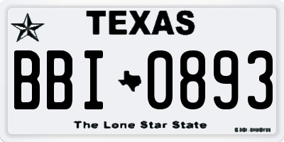 TX license plate BBI0893