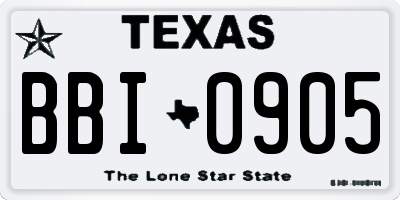 TX license plate BBI0905