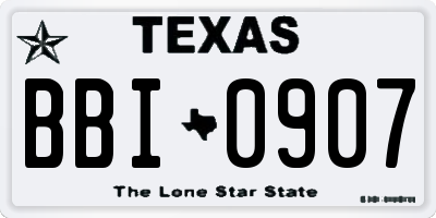 TX license plate BBI0907