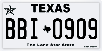 TX license plate BBI0909