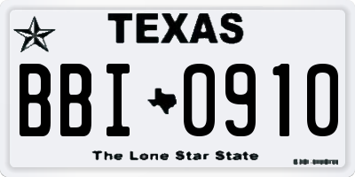 TX license plate BBI0910