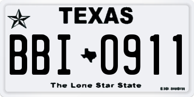 TX license plate BBI0911
