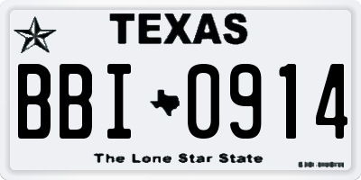 TX license plate BBI0914