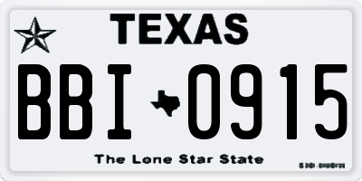 TX license plate BBI0915
