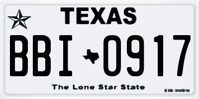 TX license plate BBI0917