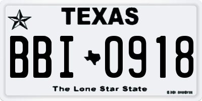 TX license plate BBI0918