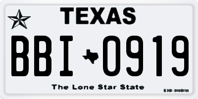 TX license plate BBI0919