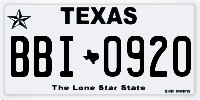 TX license plate BBI0920