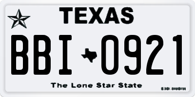 TX license plate BBI0921