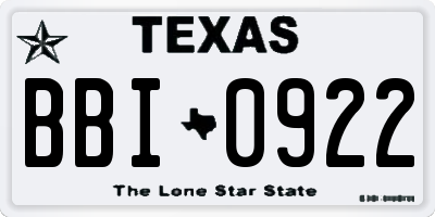 TX license plate BBI0922