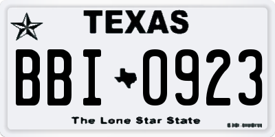 TX license plate BBI0923