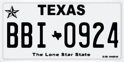 TX license plate BBI0924