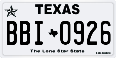 TX license plate BBI0926