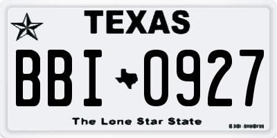 TX license plate BBI0927