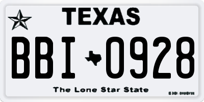 TX license plate BBI0928