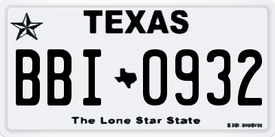 TX license plate BBI0932