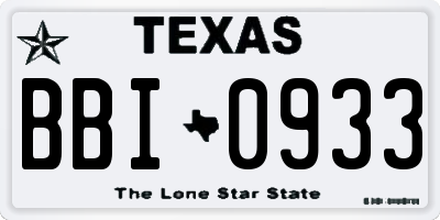 TX license plate BBI0933