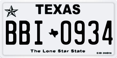 TX license plate BBI0934