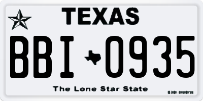 TX license plate BBI0935