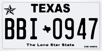 TX license plate BBI0947