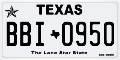 TX license plate BBI0950