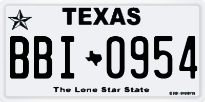 TX license plate BBI0954