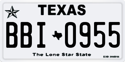 TX license plate BBI0955