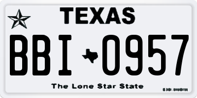 TX license plate BBI0957